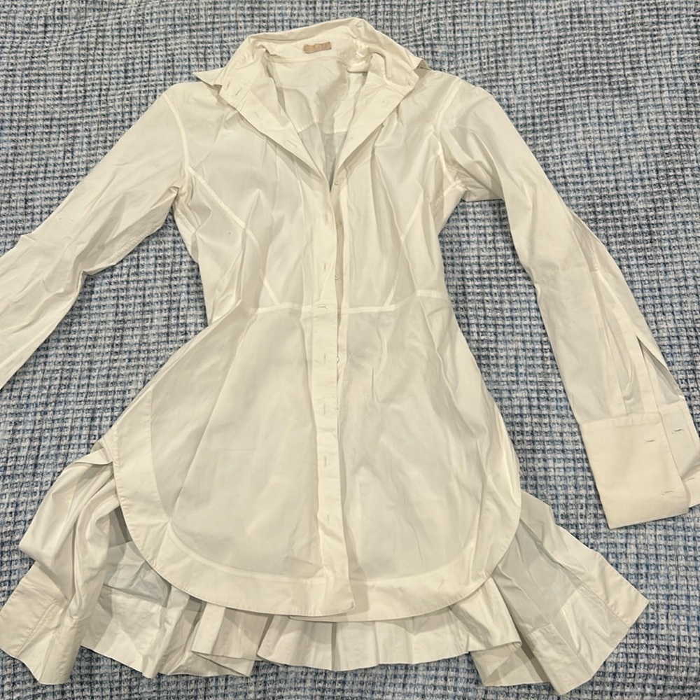 Alaïa Paris Designer Button Down White Tunic (with The Real Real Tags)